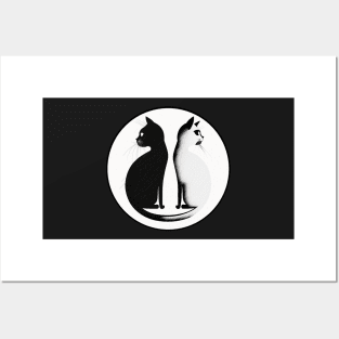 Black Cat, White Cat, Yin and Yang Posters and Art